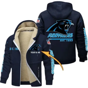 Carolina Panthers NFL Lamb Fleece Thick Coat NFL44010725337, Gift For Fan Carolina Panthers - Navy Blue