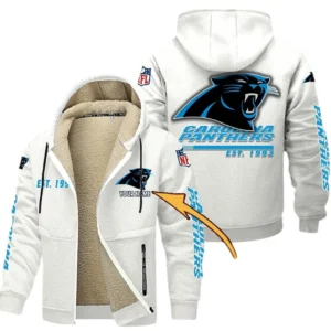Carolina Panthers NFL Lamb Fleece Thick Coat NFL44010725337, Gift For Fan Carolina Panthers - White