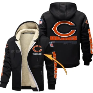Chicago Bears NFL Lamb Fleece Thick Coat NFL44010725338, Gift For Fan Chicago Bears - Black
