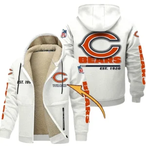 Chicago Bears NFL Lamb Fleece Thick Coat NFL44010725338, Gift For Fan Chicago Bears - White