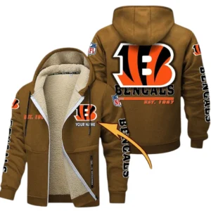 Cincinnati Bengals NFL Lamb Fleece Thick Coat NFL44010725339, Gift For Fan Cincinnati Bengals - Brown