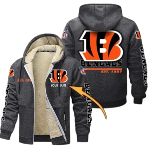 Cincinnati Bengals NFL Lamb Fleece Thick Coat NFL44010725339, Gift For Fan Cincinnati Bengals - Dark Gray
