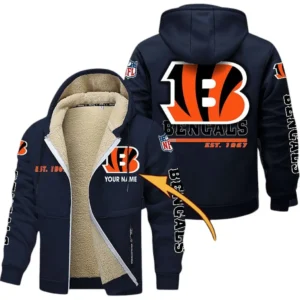 Cincinnati Bengals NFL Lamb Fleece Thick Coat NFL44010725339, Gift For Fan Cincinnati Bengals - Navy Blue