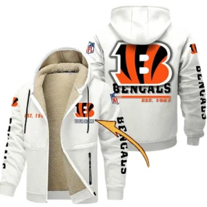 Cincinnati Bengals NFL Lamb Fleece Thick Coat NFL44010725339, Gift For Fan Cincinnati Bengals - White