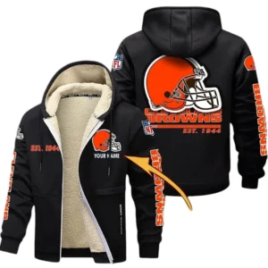 Cleveland Browns NFL Lamb Fleece Thick Coat NFL44010725340, Gift For Fan Cleveland Browns - Black