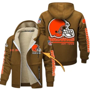 Cleveland Browns NFL Lamb Fleece Thick Coat NFL44010725340, Gift For Fan Cleveland Browns - Brown