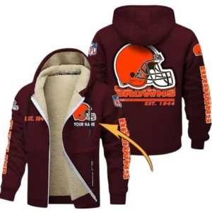 Cleveland Browns NFL Lamb Fleece Thick Coat NFL44010725340, Gift For Fan Cleveland Browns - Burgundy