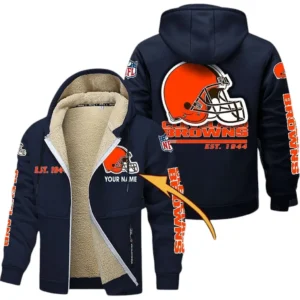 Cleveland Browns NFL Lamb Fleece Thick Coat NFL44010725340, Gift For Fan Cleveland Browns - Navy Blue