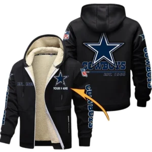 Dallas Cowboys NFL Lamb Fleece Thick Coat NFL44010725341, Gift For Fan Dallas Cowboys - Black