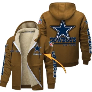 Dallas Cowboys NFL Lamb Fleece Thick Coat NFL44010725341, Gift For Fan Dallas Cowboys - Brown