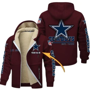 Dallas Cowboys NFL Lamb Fleece Thick Coat NFL44010725341, Gift For Fan Dallas Cowboys - Burgundy