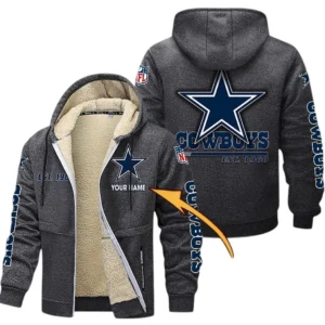 Dallas Cowboys NFL Lamb Fleece Thick Coat NFL44010725341, Gift For Fan Dallas Cowboys - Dark Gray
