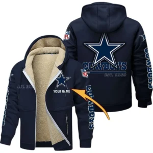 Dallas Cowboys NFL Lamb Fleece Thick Coat NFL44010725341, Gift For Fan Dallas Cowboys - Navy Blue