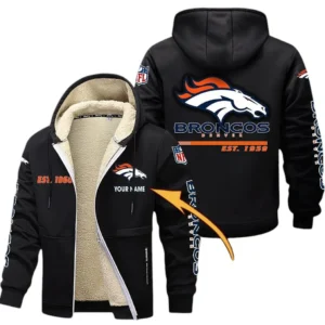 Denver Broncos NFL Lamb Fleece Thick Coat NFL44010725342, Gift For Fan Denver Broncos - Black