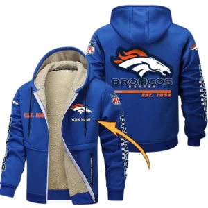 Denver Broncos NFL Lamb Fleece Thick Coat NFL44010725342, Gift For Fan Denver Broncos - Blue