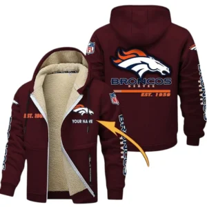 Denver Broncos NFL Lamb Fleece Thick Coat NFL44010725342, Gift For Fan Denver Broncos - Burgundy