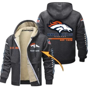 Denver Broncos NFL Lamb Fleece Thick Coat NFL44010725342, Gift For Fan Denver Broncos - Dark Gray