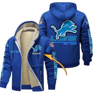 Detroit Lions NFL Lamb Fleece Thick Coat NFL44010725343, Gift For Fan Detroit Lions - Blue