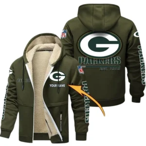 Green Bay Packers NFL Lamb Fleece Thick Coat NFL44010725344, Gift For Fan Green Bay Packers - Army Green