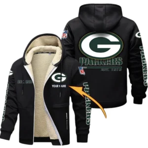 Green Bay Packers NFL Lamb Fleece Thick Coat NFL44010725344, Gift For Fan Green Bay Packers - Black