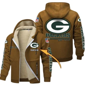 Green Bay Packers NFL Lamb Fleece Thick Coat NFL44010725344, Gift For Fan Green Bay Packers - Brown