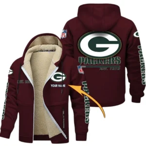 Green Bay Packers NFL Lamb Fleece Thick Coat NFL44010725344, Gift For Fan Green Bay Packers - Burgundy