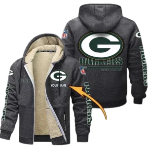 Green Bay Packers NFL Lamb Fleece Thick Coat NFL44010725344, Gift For Fan Green Bay Packers - Dark Gray