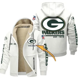 Green Bay Packers NFL Lamb Fleece Thick Coat NFL44010725344, Gift For Fan Green Bay Packers - White