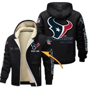 Houston Texans NFL Lamb Fleece Thick Coat NFL44010725345, Gift For Fan Houston Texans - Black