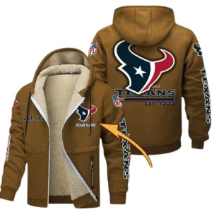 Houston Texans NFL Lamb Fleece Thick Coat NFL44010725345, Gift For Fan Houston Texans - Brown