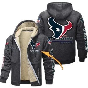 Houston Texans NFL Lamb Fleece Thick Coat NFL44010725345, Gift For Fan Houston Texans - Dark Gray