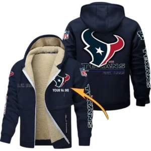 Houston Texans NFL Lamb Fleece Thick Coat NFL44010725345, Gift For Fan Houston Texans - Navy Blue