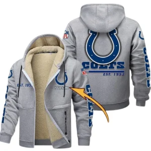 Indianapolis Colts NFL Lamb Fleece Thick Coat NFL44010725346, Gift For Fan Indianapolis Colts - Light Gray