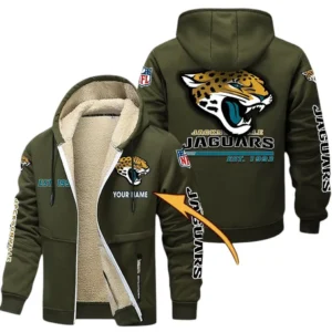 Jacksonville Jaguars NFL Lamb Fleece Thick Coat NFL44010725347, Gift For Fan Jacksonville Jaguars - Army Green