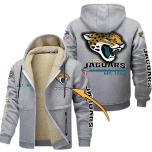 Jacksonville Jaguars NFL Lamb Fleece Thick Coat NFL44010725347, Gift For Fan Jacksonville Jaguars - Light Gray