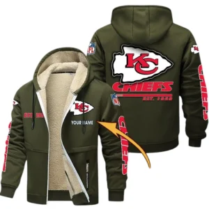 Kansas City Chiefs NFL Lamb Fleece Thick Coat NFL44010725348, Gift For Fan Kansas City Chiefs - Army Green