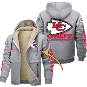 Kansas City Chiefs NFL Lamb Fleece Thick Coat NFL44010725348, Gift For Fan Kansas City Chiefs - Light Gray