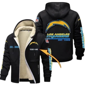 Los Angeles Chargers NFL Lamb Fleece Thick Coat NFL44010725349, Gift For Fan Los Angeles Chargers - Black
