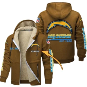 Los Angeles Chargers NFL Lamb Fleece Thick Coat NFL44010725349, Gift For Fan Los Angeles Chargers - Brown