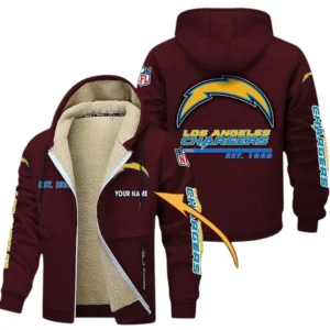 Los Angeles Chargers NFL Lamb Fleece Thick Coat NFL44010725349, Gift For Fan Los Angeles Chargers - Burgundy