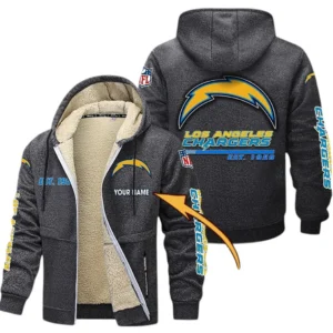 Los Angeles Chargers NFL Lamb Fleece Thick Coat NFL44010725349, Gift For Fan Los Angeles Chargers - Dark Gray