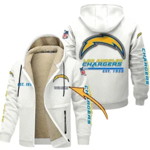 Los Angeles Chargers NFL Lamb Fleece Thick Coat NFL44010725349, Gift For Fan Los Angeles Chargers - White