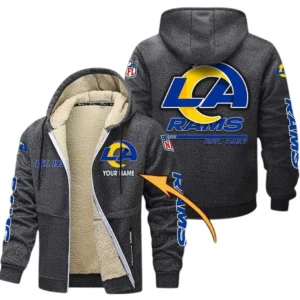 Los Angeles Rams NFL Lamb Fleece Thick Coat NFL44010725350, Gift For Fan Los Angeles Rams - Dark Gray