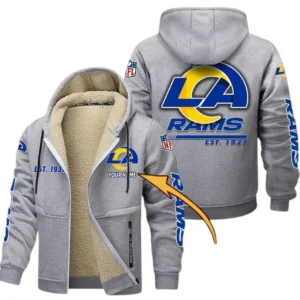 Los Angeles Rams NFL Lamb Fleece Thick Coat NFL44010725350, Gift For Fan Los Angeles Rams - Light Gray