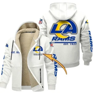 Los Angeles Rams NFL Lamb Fleece Thick Coat NFL44010725350, Gift For Fan Los Angeles Rams - White