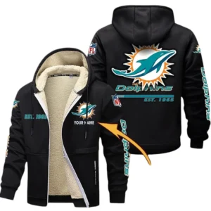 Miami Dolphins NFL Lamb Fleece Thick Coat NFL44010725351, Gift For Fan Miami Dolphins - Black