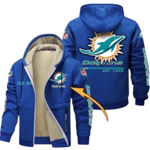 Miami Dolphins NFL Lamb Fleece Thick Coat NFL44010725351, Gift For Fan Miami Dolphins - Blue