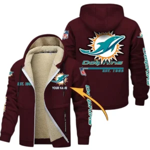 Miami Dolphins NFL Lamb Fleece Thick Coat NFL44010725351, Gift For Fan Miami Dolphins - Burgundy