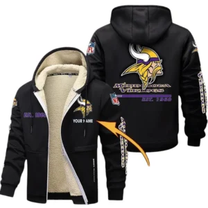 Minnesota Vikings NFL Lamb Fleece Thick Coat NFL44010725352, Gift For Fan Minnesota Vikings - Black