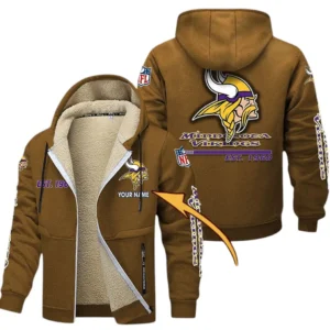 Minnesota Vikings NFL Lamb Fleece Thick Coat NFL44010725352, Gift For Fan Minnesota Vikings - Brown